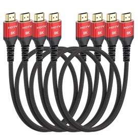 8K HDMI Cables 3FT 4-Pack(Red, Easy Identification), High Speed 48Gbps HDMI 2.1 Cord for Neat, Support HDR10+, eARC, SBTM, QMS, CEC, HDCP 2.3 for TV, Monitor, Computer, Laptop, HDMI Switch, KVM