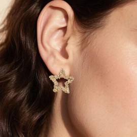 VTSKAIIE 6 Pairs 14K Gold Hoop Earrings Set for Women| Lightweight Chunky Multipack| Hypoallergenic Twisted Huggie Star Heart Jewelry for Gifts