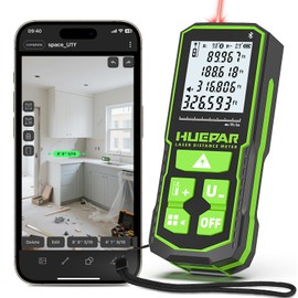 Huepar Laser Distance Measure 330Ft.Digital Rechargeable Laser Measuring Tool with Bluetooth -Phone APP, Angle Sensor, 1/16in Accuracy, M/in/Ft Unit, Pythagorean Mode, Measure Distance, Area, Volume