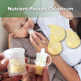 haakaa Colostrum Collector Kit 2ml/6pcs & Lidded Feeding Cup 25ml - Collect, Store & Feed Colostrum Ready-to-Use Pack, Reusable Colostrum Syringes Set for Liquid Gold