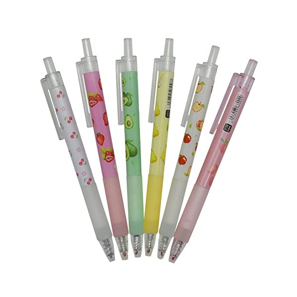 Maydahui 36PCS Retractable Fruit Gel Pen Novelty Kawaii Strawberry Cherry