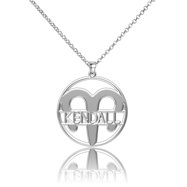 LoEnMe Jewelry Silver Plated Aries Woman Custom Made Engraved Sterling