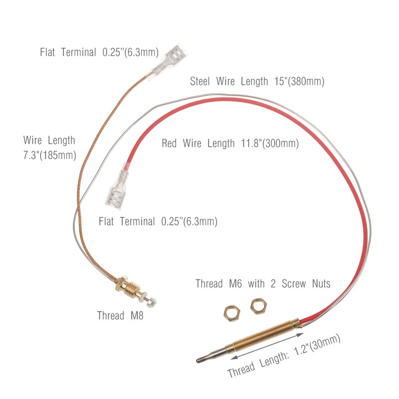 Timsec Outdoor Patio Heater Thermocouple Sensor, with M8 x 1