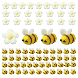 Pack of 72 Bee Decorative Bees Felt Flowers Bee Decorative Felt Decorative Bees Felt Balls Felt Animals Felt Flowers Small Bee Decorative Felt Mini Bee for DIY Craft Shop Clothing Decorations