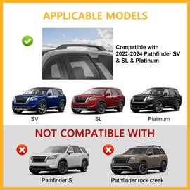 Tuyoung Tuyoung 220lbs Lockable Roof Rack Cross Bars Compatible with Nissan Pathfinder 2022 2023 2024 2025 SV SL Platinum with Raised Rails, Heavy Duty Aluminum Roof Rails Crossbars Rooftop Cargo Bars