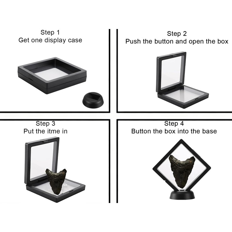 6Pcs 3D Floating Display Case Black 2.75x2.75x0.8 Inch