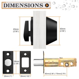 Probrico Black Single Cylinder Deadbolt,Keyed One Side,Residential Security Round Door Lock for Interior and Exterior,4Pack