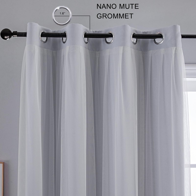 Anytime Home Curtains Blackout and Sheer Layered Solid Window Curtain