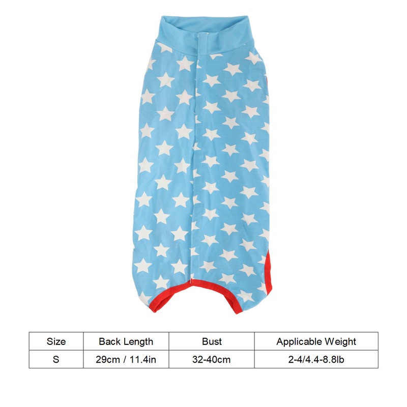 Dog Recovery Suit Blue Stars Pattern Prevents Licking Cotton Pet