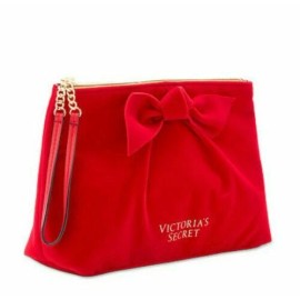 Victoria's Secret RED VELVET GLAM Make Up Bag Wristlet Clutch Cosmetic Case NWT