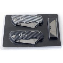 VULCAN GEAR Set of 2 Vulcan Gear Utility Knives Box Cutter Set with 10 Extra Blades Included
