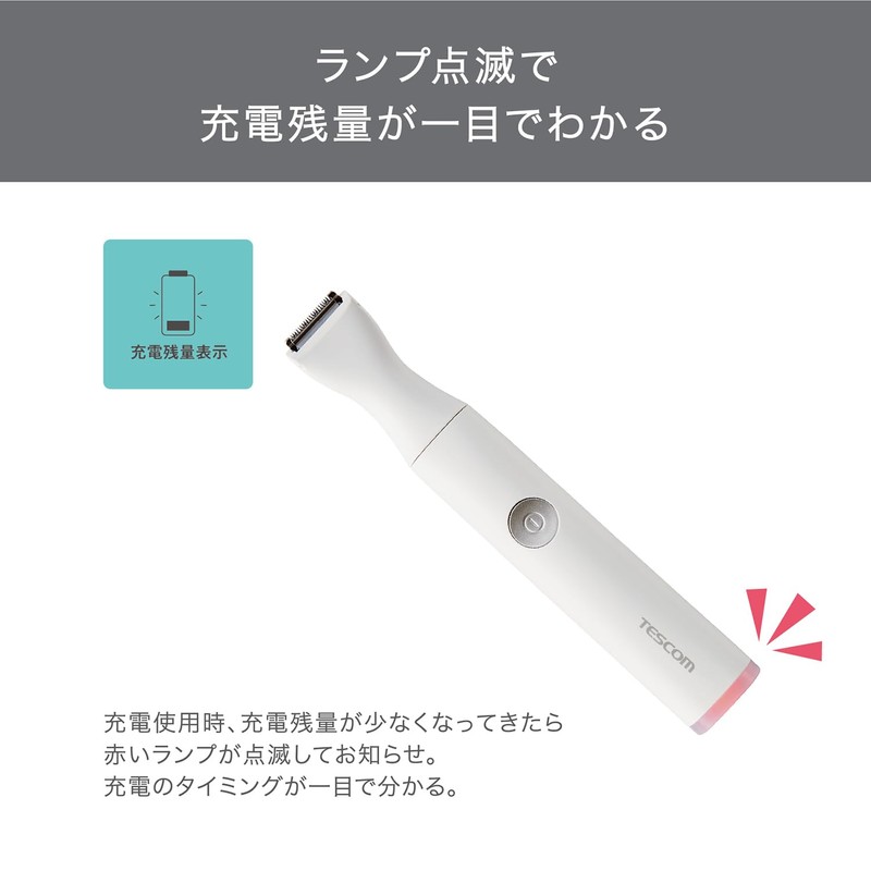 Tescom TT463A-W Women's Cordless Shaver, Washable, Waterproof, IPX7, International Use,