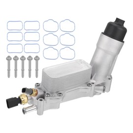 INFINAUTO Engine Oil Cooler Oil Filter Housing Adapter Assembly, Oil Cooler with Gaskets No.68105583AF for Ram 1500 Upgraded Aluminum Alloy Silver Tone, 1 Set