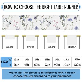 Watercolor Flowers Dragonfly Table Runner Washable Table Runners 36 Inches Long Kitchen Dining Table Decoration for Coffee Table Dining Wedding Party Holiday Decor 13 x 36 Inches