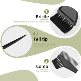3 Pcs Black Hair Colour Brushes Kit, Professional Salon Hairs Dye Brush, Reusable Hair Colouring Brushes for Salons Beauty Shops Home, Tint Brush for DIY Projects Dyeing Foiling