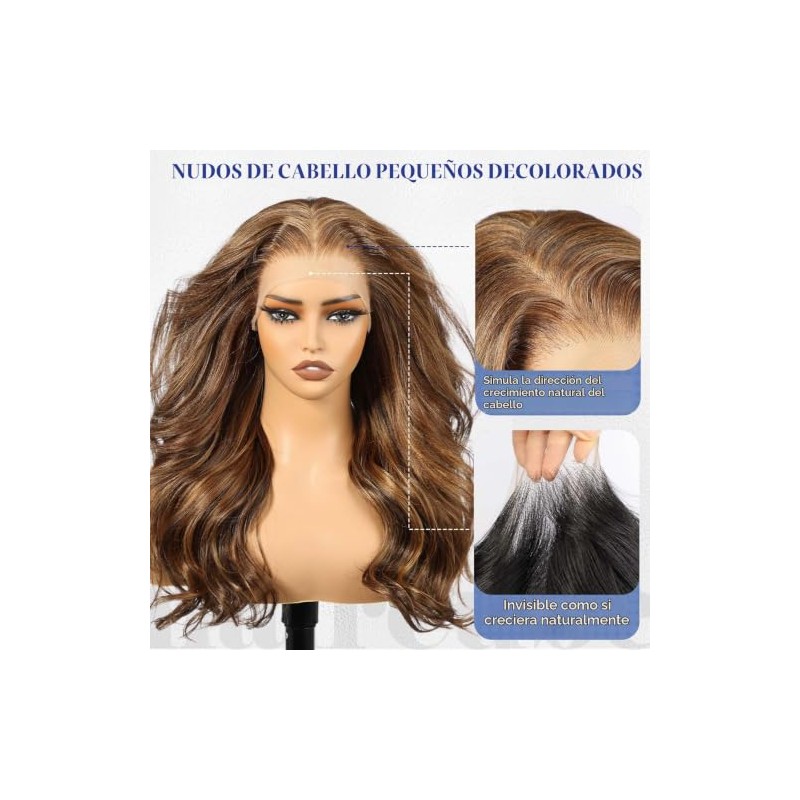 HAIRCUBE Peluca Sintética De Encaje Frontal Hd De 13 X