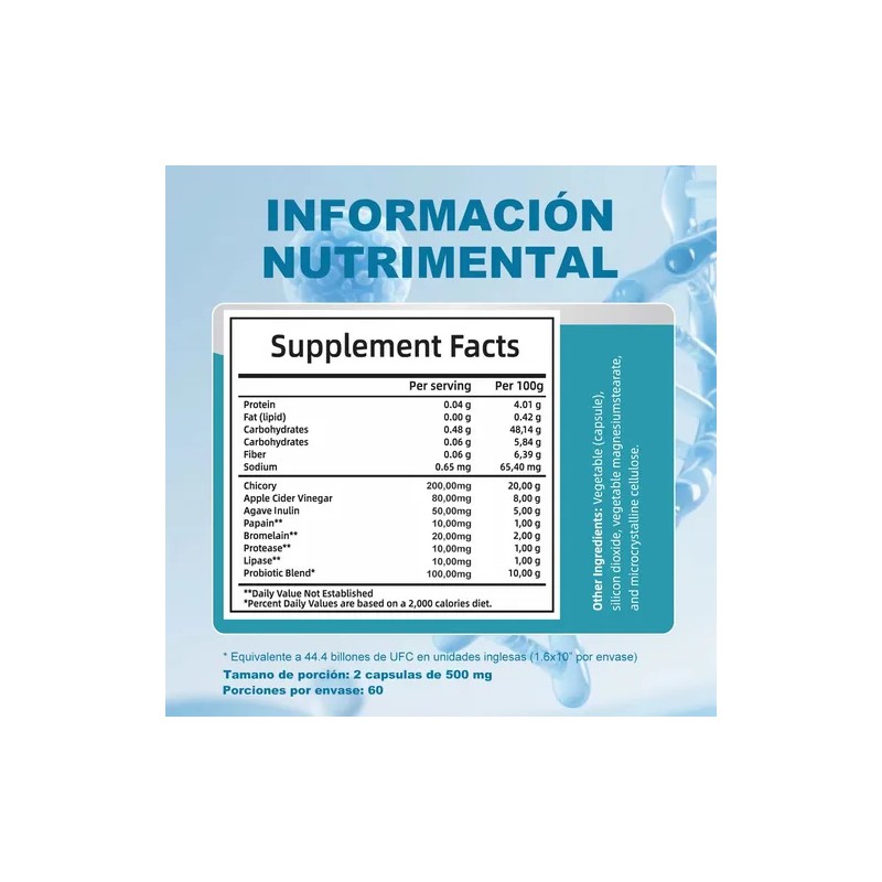 Probióticos y Prebióticos KAKEWEEU con Enzimas Digestivas y Vinagre de