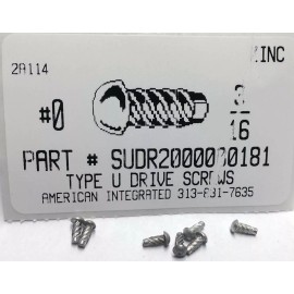 AMERICANINTEGRATEDSUPPLY.COM #0x3/16 Round Head U-Drive Screws Steel Zinc Plated (100)