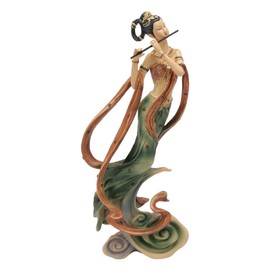 Resin Ancient Beauty Statue Chinese Style Classical Beautiful Women Figurine for Home Office Hotel Flute