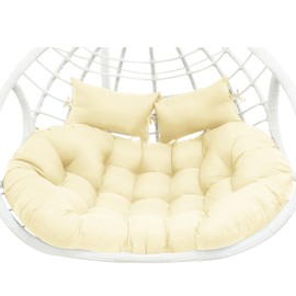 lihtsofty Double Egg Chair Cushion Replacement 55x35in -Thickened Waterproof Removable Double Hanging Egg Chair Cushions, Swing Chair Cushion, Indoor/Outdoor Patio Hanging Basket Chair Cushions,Beige