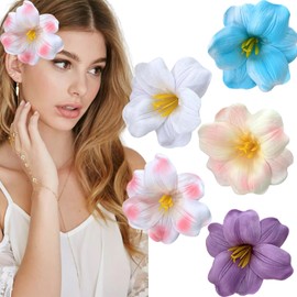 5 Pcs Flower Hair Clips Artificial Lily Floral Hairpin Hawaiian Flowers Hair Clips for Women Girls Beach Party Holiday Wedding Hair Decoration