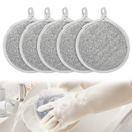 TPTGIAR 5 Pieces Multifuctional Kitchen Sponges Washing up, Reusable Wire Washing up Sponge, non Scratch Wire Dish Cloth Double-sided, Cleaning Sponges Kitchen for Sinks and Pots