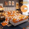 Fall Pumpkin Bed Sheets Queen Autumn Maple Leaves Bedding Set