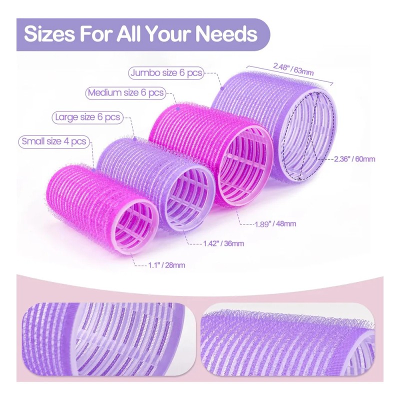 33pcs Hair Rulos Tubos Plástica Para Cabello Autoadheribles Rojo Y