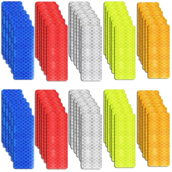 Branded 100 Pack Reflective Self Adhesive Tape Warning Reflectors for