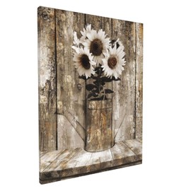 Aiwo Farmhouse Wall Decor Canvas Print Art Rustic Floral Country Sunflower Pictures Painting for Living Room Bedroom Ready to Hang Stretched and Framed Artwork 16 Hx12 W, 12x16