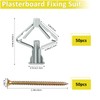 Plasterboard Fixings, 100 Pcs Wall Plugs, Universal Plasterboard Rawl Plugs