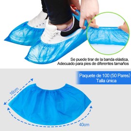 Dorkis Fundas Desechables Antideslizantes para Zapatos, Paquete de 100(50 Pares), Fundas Higiénicas Desechables para Botas y Zapatos, Botines Impermeables para Cubierta de Zapatos de Interior