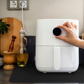 FLASLD Hitzebeständige Matte für Heißluftfritteuse, feuerfeste Silikonmatten für Küchentheke, Arbeitsplattenschutz, rutschfest und wasserdicht 30 x 45 cm, schwarz