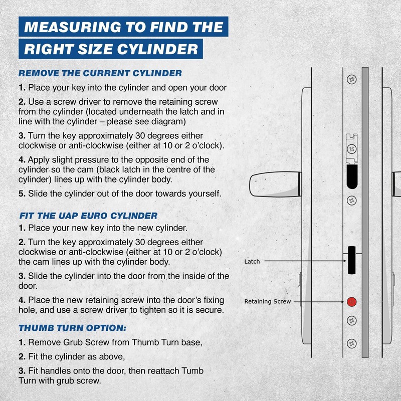 UAP Thumb Turn Euro Cylinder Lock with Anti-Snap & 3