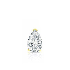 14k Yellow Gold Pear Diamond Simulated Cubic Zirconia SINGLE STUD Earrings V-Prong (1/4ct,Excellent Quality)