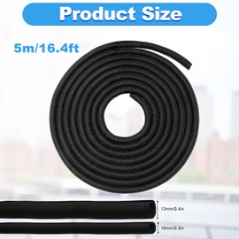 Scettar Cable Management, Diameter10mm/0.39 inch * 5m/16.4ft Cable Tidy Sleeve, Suitable for Computer TV Home Office, Cable Tidy Protects Cables from Pets Chewing（Black）