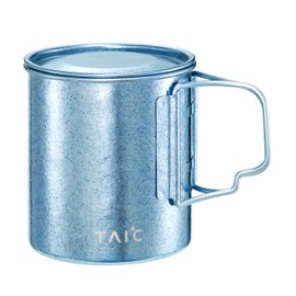TAIC Titanium Ultralight Mug with Lid, 450ml Portable Collapsible Single Camping Cup, Titanium Mountain Mug for Camping (450ml,Capri Blue)