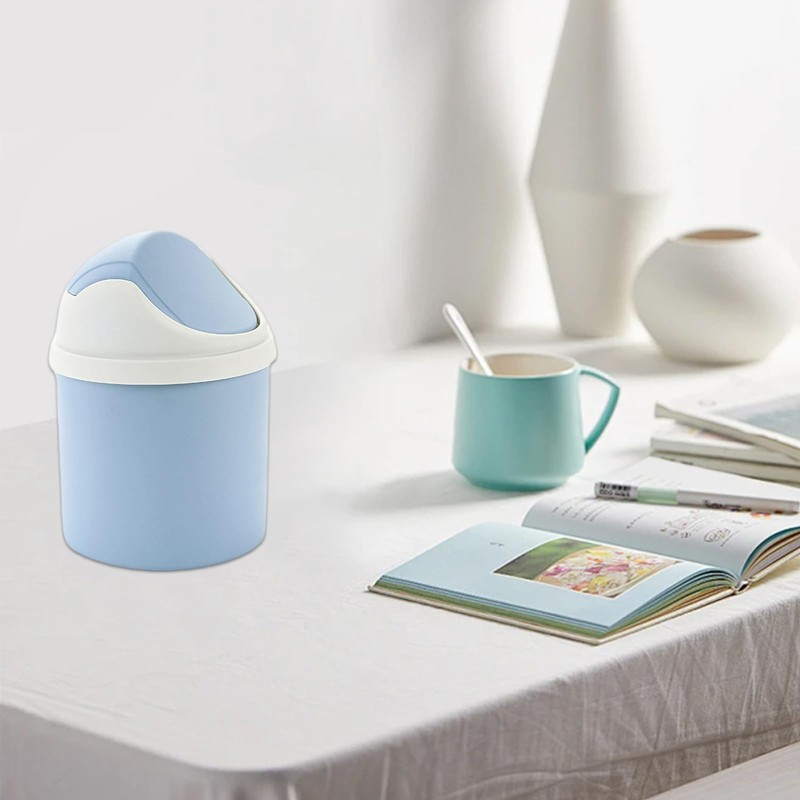 ZGWANSUI 2Pcs Desktop Trash Can with Swing Lid & 120