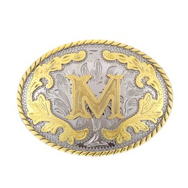 HUABOLA CALYN Western Belt Buckle Initial Letters ABCDEFG to Y-Cowboy Rodeo Gold Large Belt Buckle for Men and Women (M)