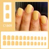 Yellow Press on Nails Short Square Fake Nails Glossy Solid