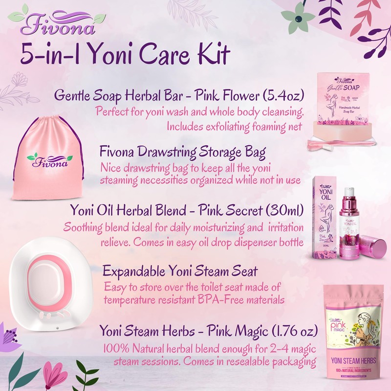 Fivona Yoni Care Kit 5-in-1 V-Steaming Set Includes Sitz Bath