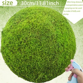 FAICOIA Artificial Plant Topiary Balls 11.81" Moss Balls Decorative Faux Dried Moss Balls Large Green Artificial Balls for Outdoors Patio Garden Balcony Backyard Indoor Home Wedding Party Decor