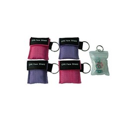 Elysaid 4 Pcs/Pack CPR Barrier with Keychain CPR Face Shield with 1-Way Valve First Aid Kit Purple and Pink