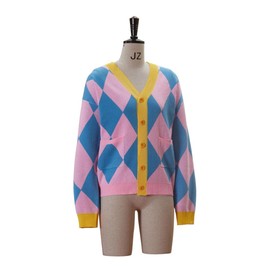 LoliMiss Howl's Moving Castle Cosplay Costume Howl's Cardigan Sweater Jacket, Pink Blue, XX-Large-3X-Large