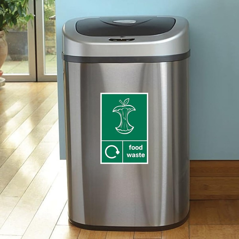 Pack of 2 Food Waste Only Sticker Waterproof (100 x