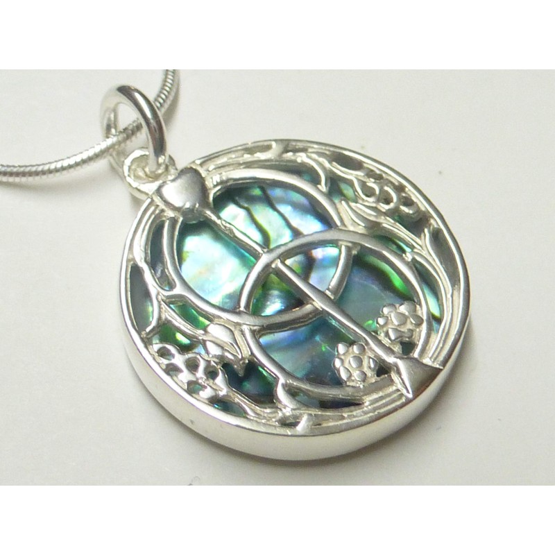 Sterling Silver Avalon Abalone Shell Pendant Necklace with 45cm Silver