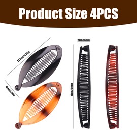 4 Stück Banana Clip,Bananenspange Haare,Bananen Haarspangen Damen,Groß Haar Banane,Hair Dickes Bananen-Haarspangen, Clips Dünnes Frisur für Haarklammer,Bananenspangen Afrikanische Bananen-Haarnadel