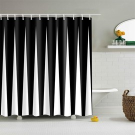 Black and White Striped Bathroom Shower Curtain, Piano key Pattern Printed Design Waterproof Fabric Bathroom 183 cm x 183 cm Black and White Curtain