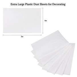 Hejo 6 Pack Extra Large Plastic Dust Sheets for Decorating 4 x 5m, Decorating Sheets, Water Proof Plastic Sheet, Dust Sheets for Painting & Furniture