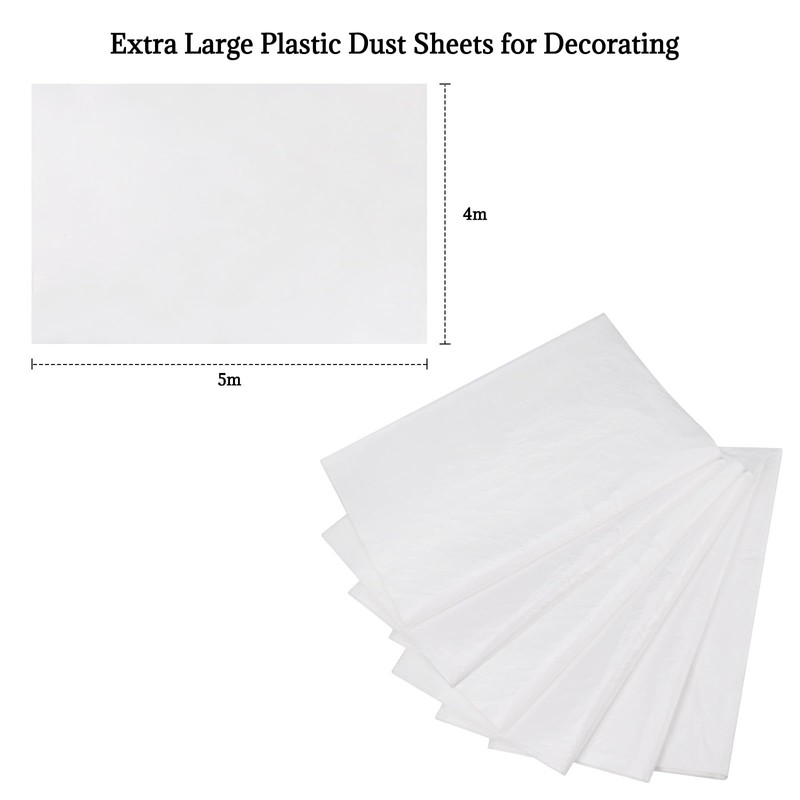 Hejo 6 Pack Extra Large Plastic Dust Sheets for Decorating